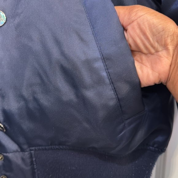 🔵 Vintage Y2K Baby Phat Blue Hooded Bomber Puffer Jacket Size XL - Picture 6 of 13